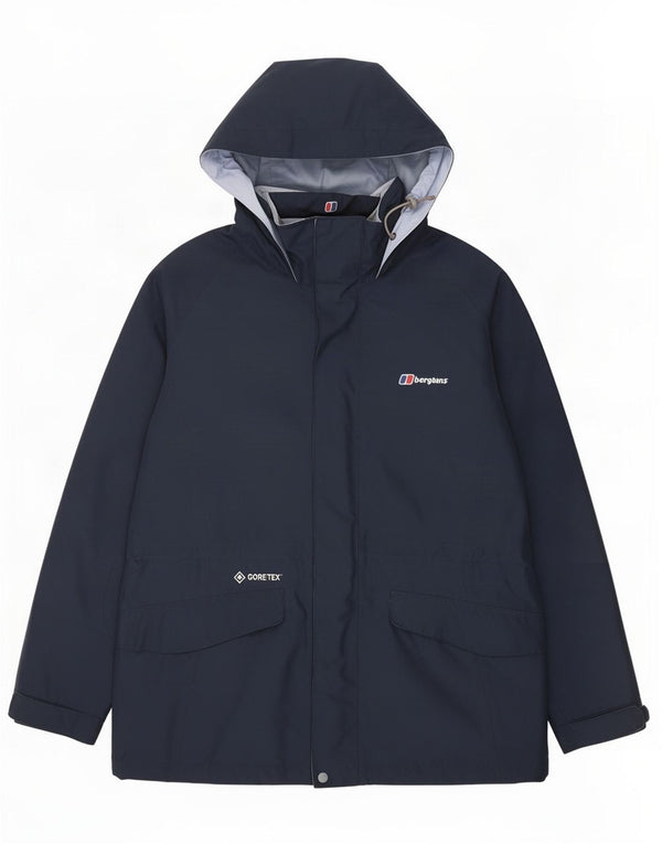 Berghaus Chaqueta impermeable con capucha para mujer UK 40 Large Poliéster azul marino
