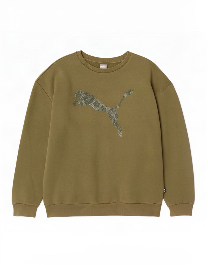 Puma Mens Graphic Sweatshirt Jumper XL Khaki Cotton