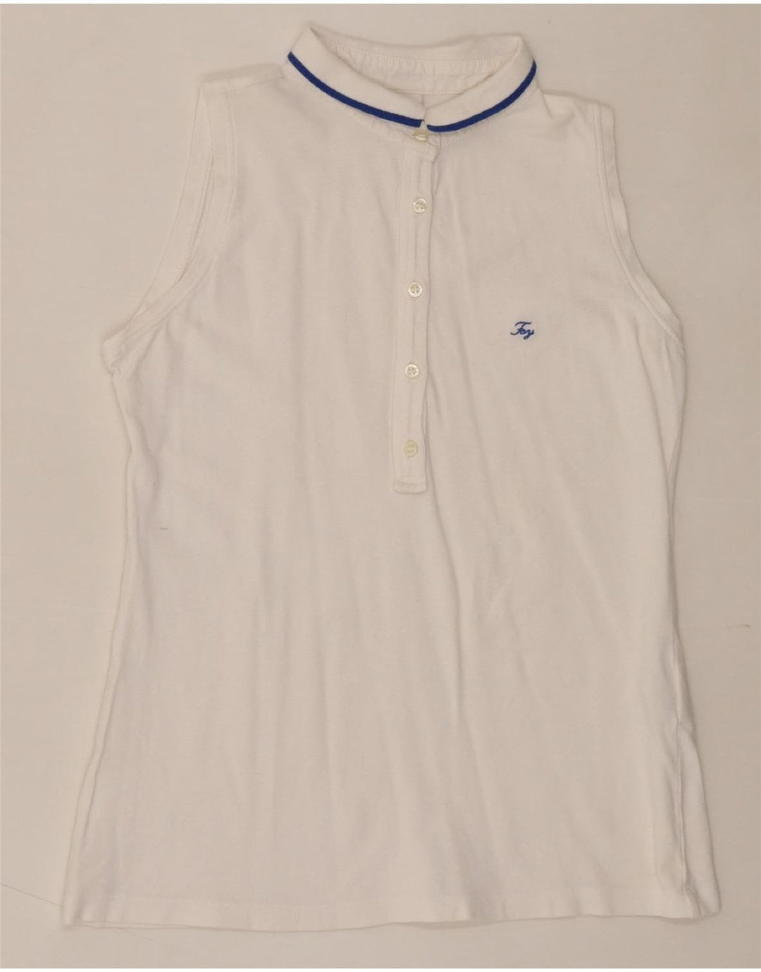 FAY Womens Sleeveless Polo Shirt UK 12 Medium White Cotton Vintage Fay and Second-Hand Fay from Messina Hembry 