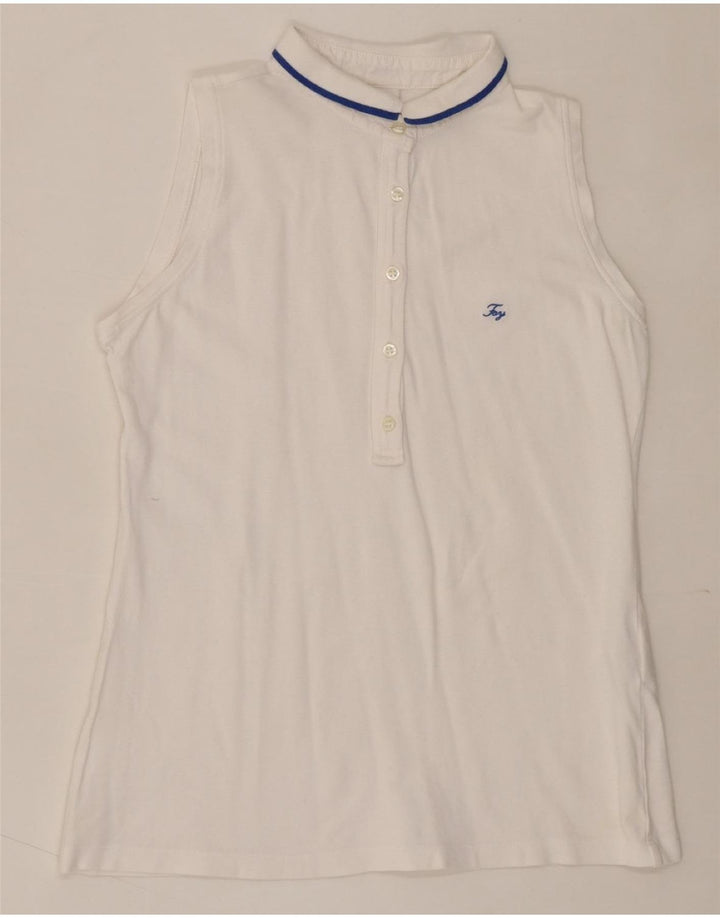FAY Womens Sleeveless Polo Shirt UK 12 Medium White Cotton Vintage Fay and Second-Hand Fay from Messina Hembry 