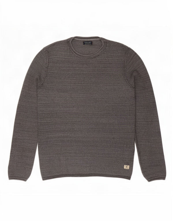 Jack & Jones Mens Crew Neck Jumper Sweater Small Grey Cotton