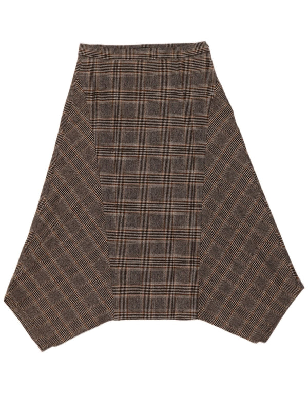 Massimo Dutti Damen Asymmetrischer Rock EU 40 Medium W30 Grau karierte Wolle