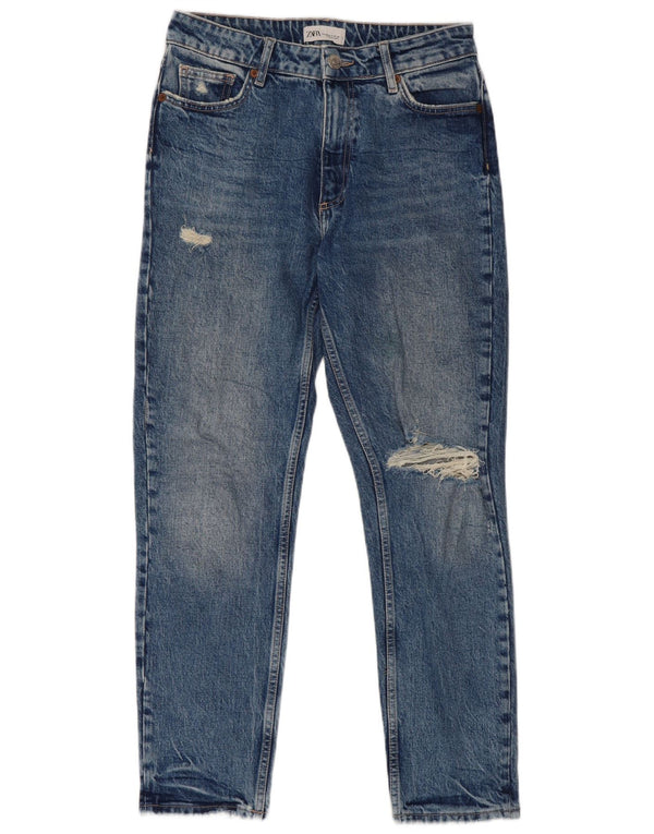 Zara Dame Distressed Slim Jeans EU 40 Medium W30 L27 Blå