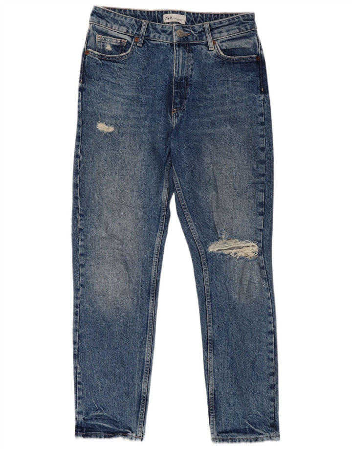 Zara Womens Distressed Slim Jeans EU 40 Medium W30 L27 Blue