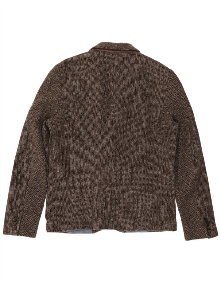 Superdry Veste Blazer 2 Boutons Homme UK 44 2XL Marron Chevrons Coton