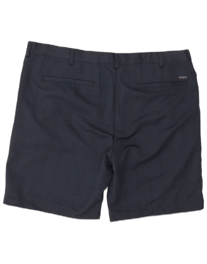 Izod Mens Golf Chino Shorts  W40 XL Navy Blue Check Polyester