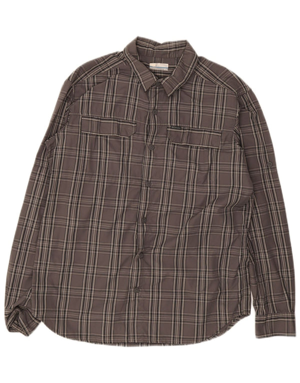 Camicia da uomo Columbia in nylon scozzese grigio medio