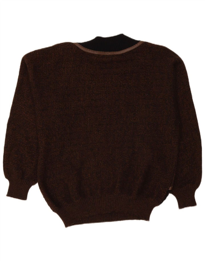 De Pietri Herre V-hals sweater Stor Brun Colourblock Uld