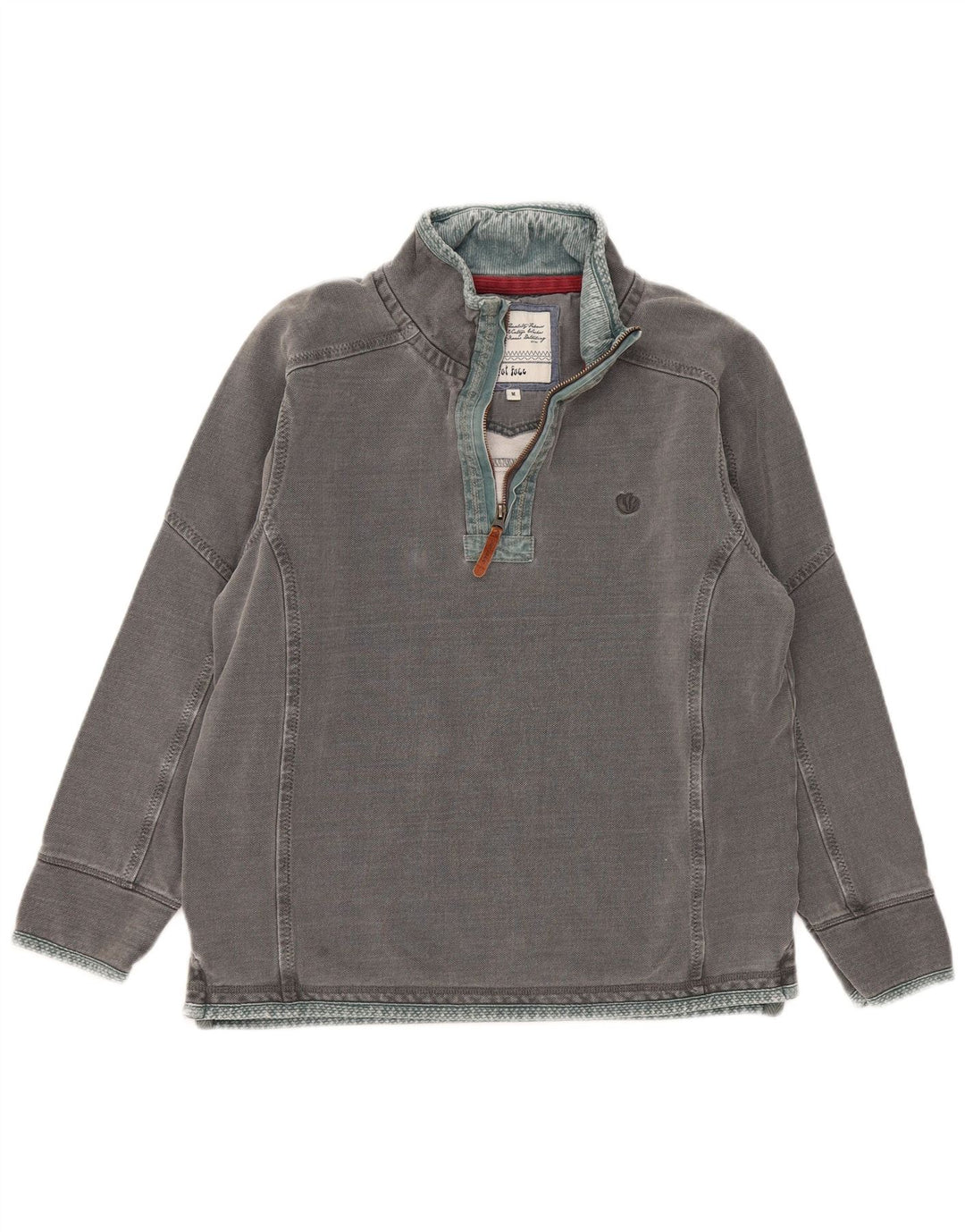 Fat Face Mens Zip Neck Sweatshirt Jumper Medium Grey Cotton