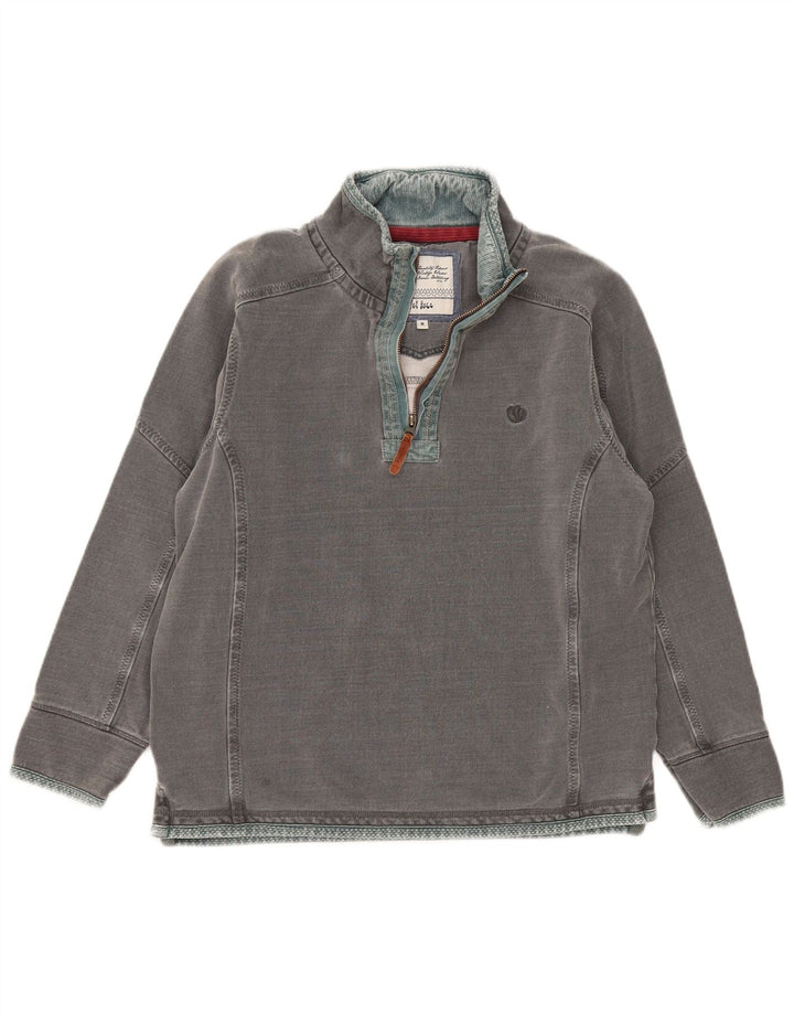 Fat Face Mens Zip Neck Sweatshirt Jumper Medium Grey Cotton
