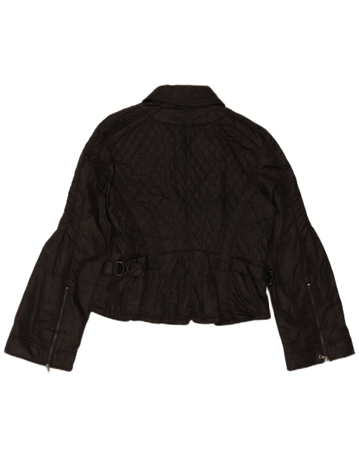 MARC CAIN Quiltet Biker-jakke til kvinder UK 12 Medium Sort