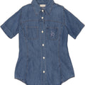 ROCCOBAROCCO Womens Short Sleeve Denim Shirt UK 12 Medium Blue Vintage Roccobarocco and Second-Hand Roccobarocco from Messina Hembry 