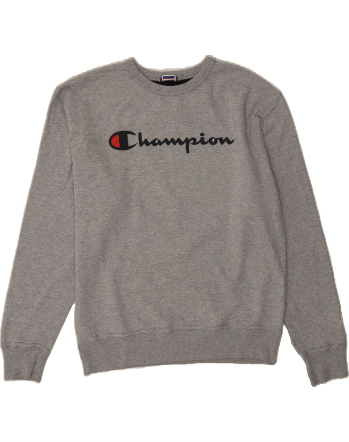 CHAMPION Mens Graphic Sweatshirt Jumper Medium Grey Cotton Vintage Champion and Second-Hand Champion from Messina Hembry 