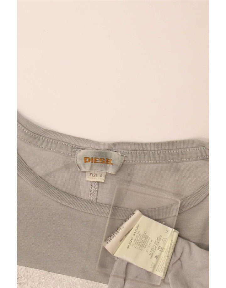 T-shirt grafica da uomo Diesel Top grande in cotone grigio