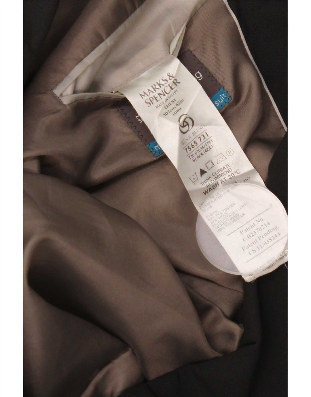 Marks & Spencer Veste blazer à 3 boutons pour homme UK 42 Large Noir Polyester