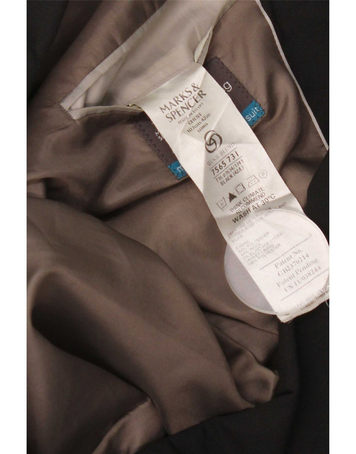 Marks & Spencer Veste blazer à 3 boutons pour homme UK 42 Large Noir Polyester