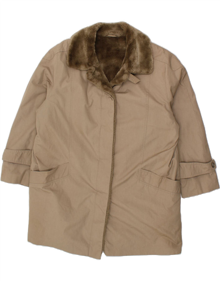 VINTAGE Womens Overcoat EU 42 Large Beige Polyester Vintage Vintage and Second-Hand Vintage from Messina Hembry 