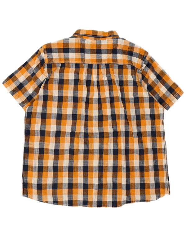 Camisa masculina de manga curta Weird Fish 2XL algodão guingão laranja
