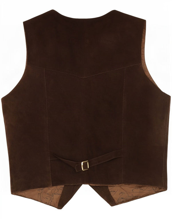 gilet en daim vintage pour hommes petit brun