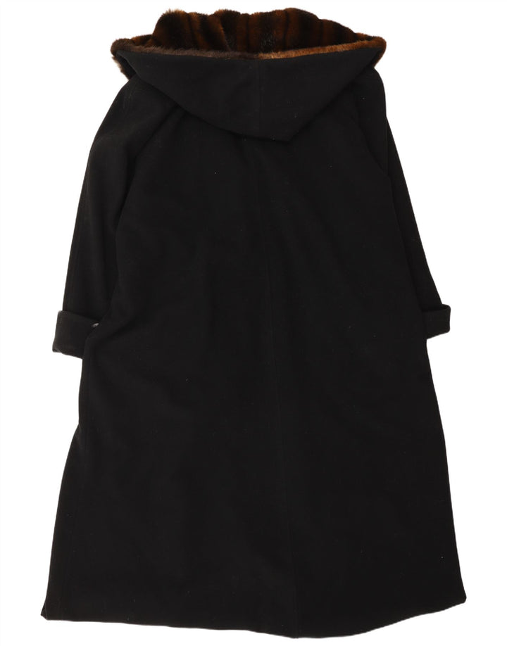Michele Boyard Womens Hooded Oversized Overcoat UK 12 Medium Black Wool