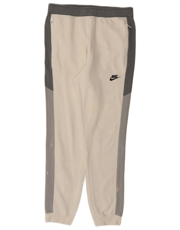 Nike Mens Tracksuit Trousers Joggers Medium  White Colourblock Cotton