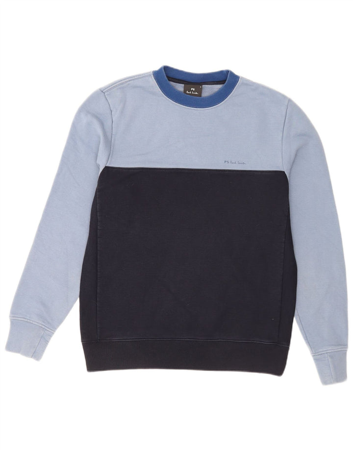 Paul Smith Herre Regular Fit Sweatshirt Jumper Small Blue Colourblock Bomuld