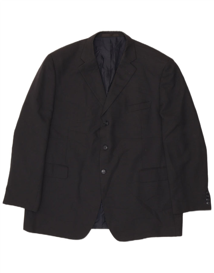 Jaqueta blazer masculina de 3 botões Marks & Spencer Reino Unido 48 2XL azul marinho poliéster
