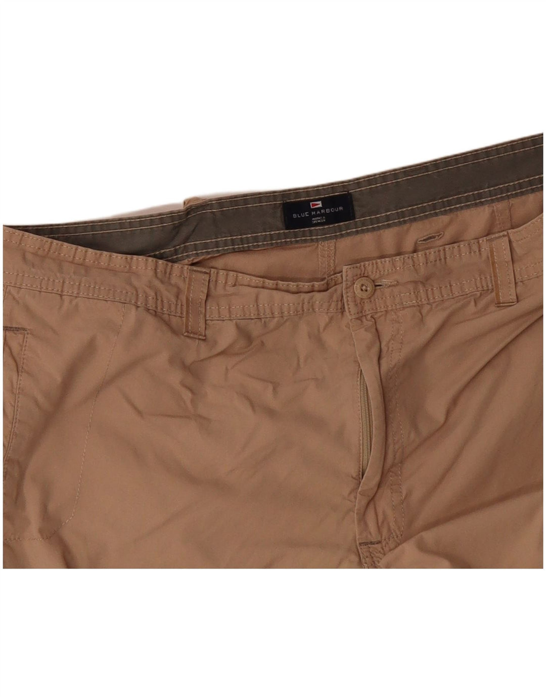 MARKS & SPENCER Mens Blue Harbour Straight Cargo Trousers W40 L31 Beige