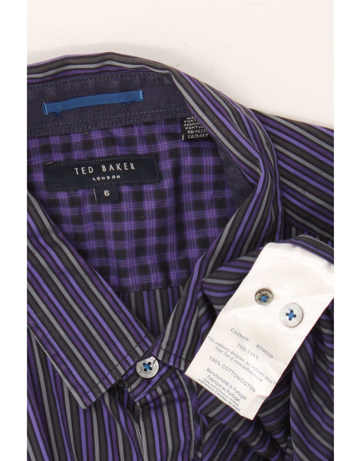Ted Baker Chemise Homme Taille 6 2XL Violet Rayé Coton