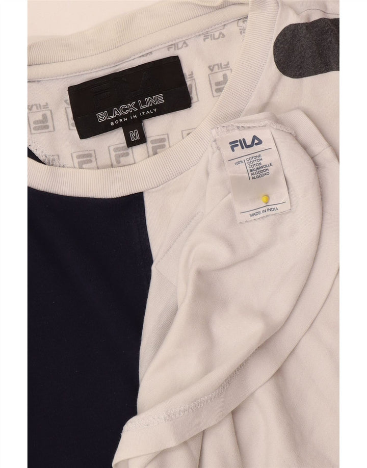 Fila T-Shirt Graphique Homme Blanc Moyen Coton Colorblock