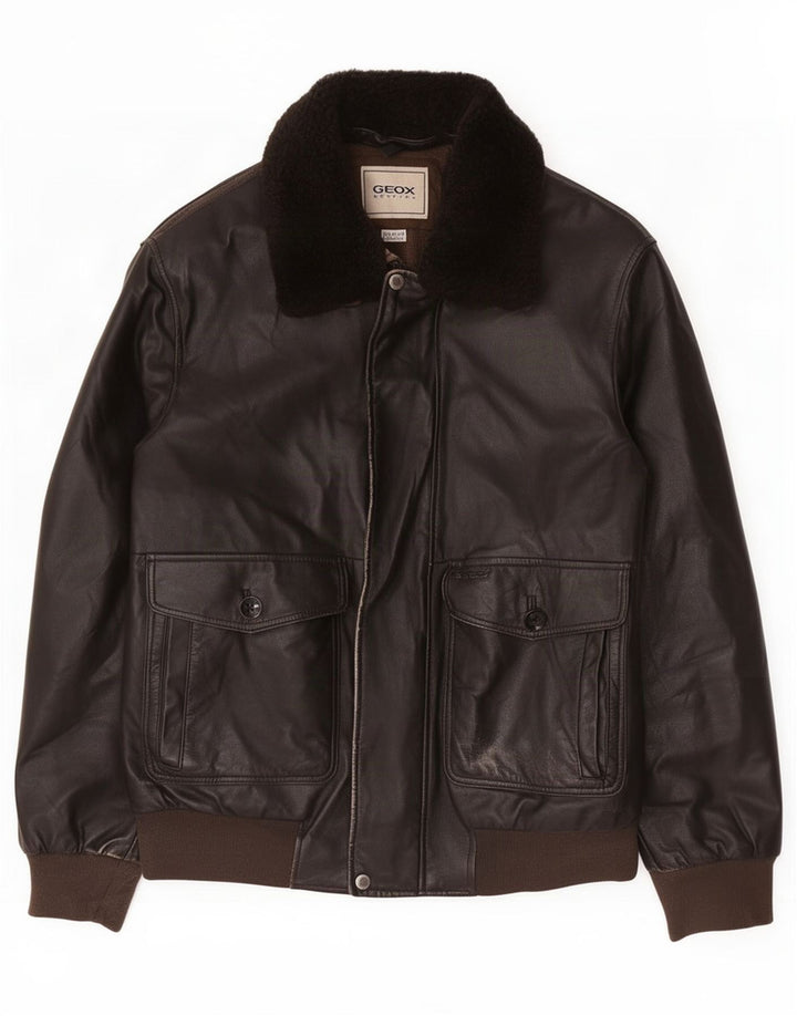 Geox Herren Lederjacke UK 44 2XL Braun