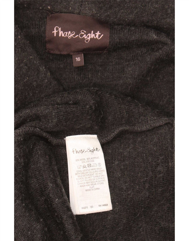 Phase Eight Womens Longline Cardigan Sweater UK 16 Large Black Wool