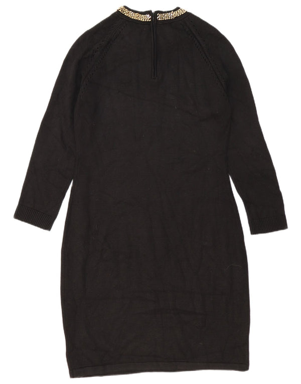 Calvin Klein Womens Long Sleeve Jumper Dress UK 16 Large Black Acrylic