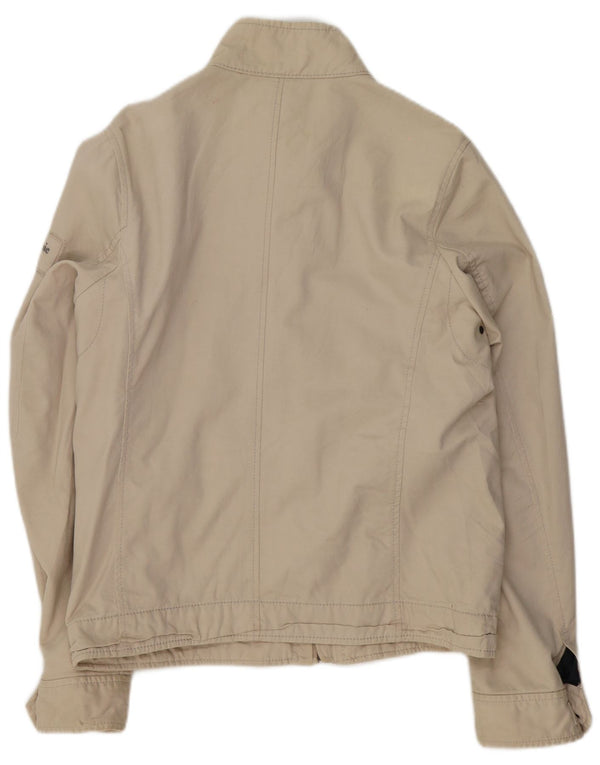 Abercrombie & Fitch Mens Bomber Jacket UK 40 Large Beige Cotton
