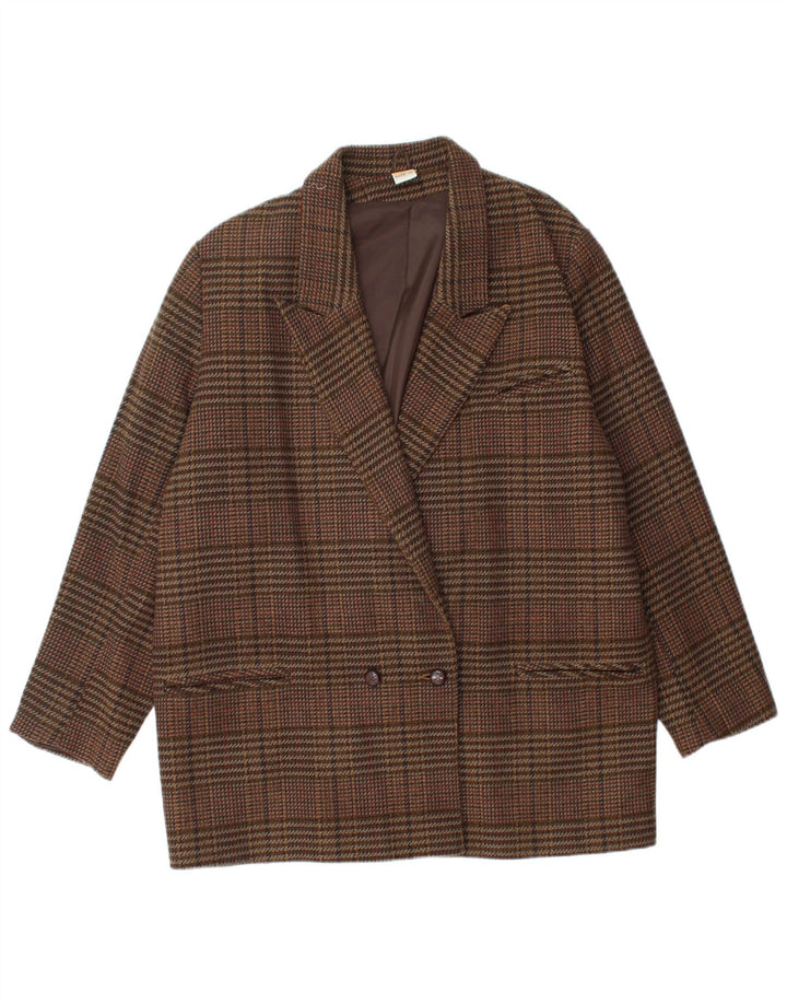 ETAM Veste Blazer Croisée Femme US 16 2XL Marron Carreaux Acrylique