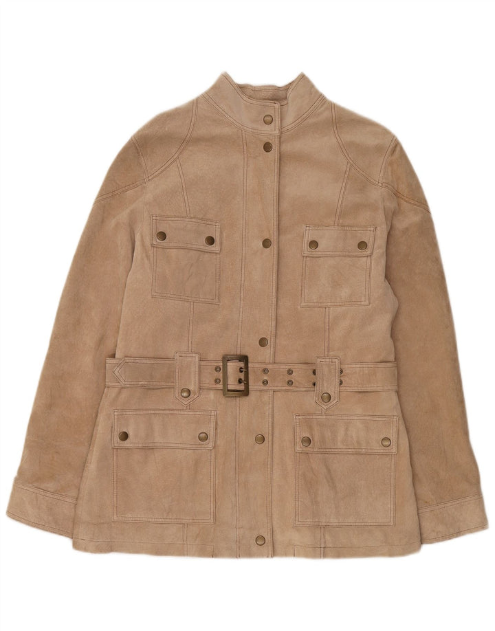 Gipsy Dame Ruskindsjakke UK 18 XL Beige Læder
