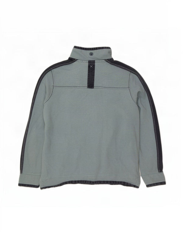 Fat Face Herren-Sweatshirt mit Reißverschluss am Hals, XL, Blau, Colourblock-Baumwolle