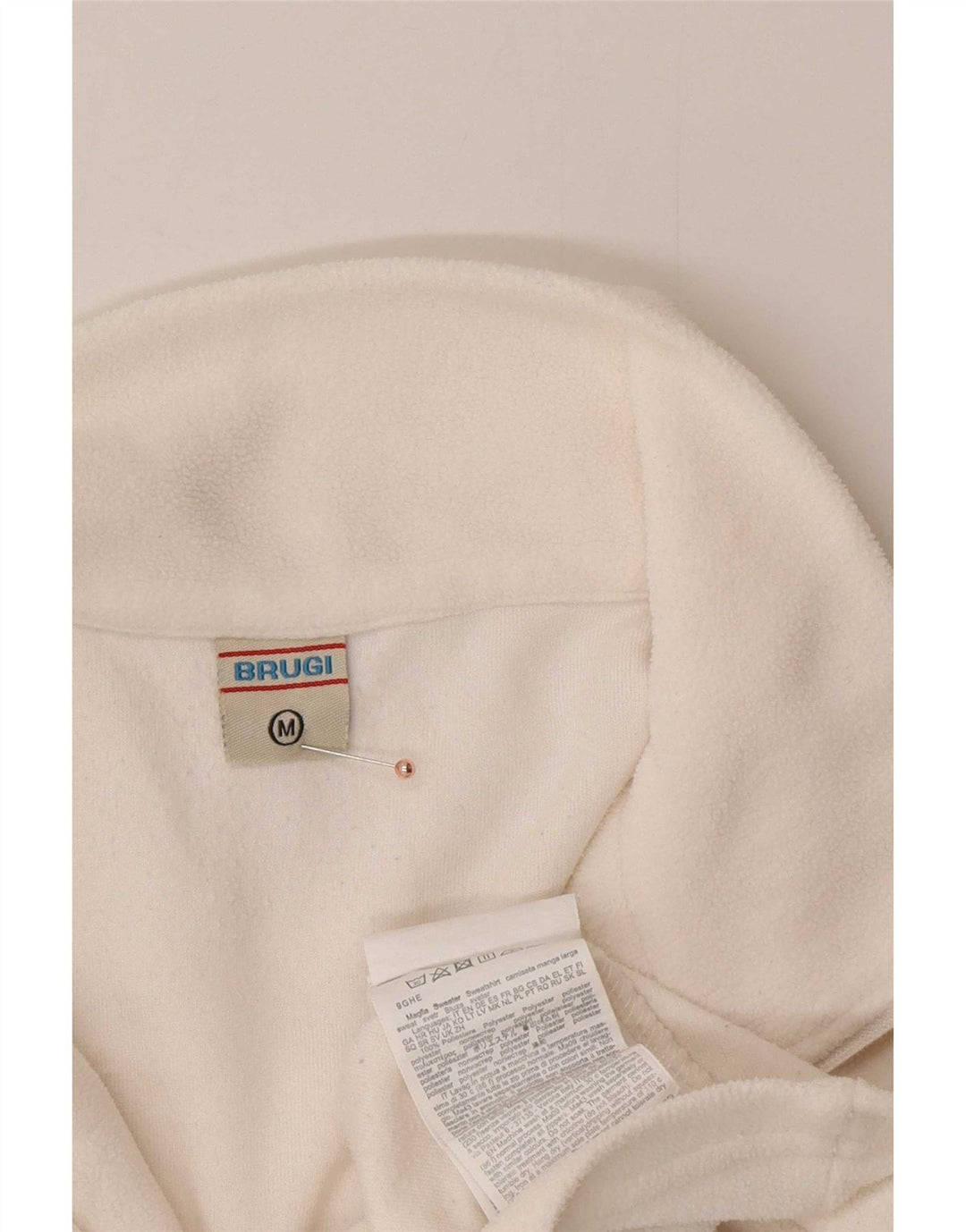 Maglione in pile da donna Brugi con collo e zip UK 14 poliestere bianco medio