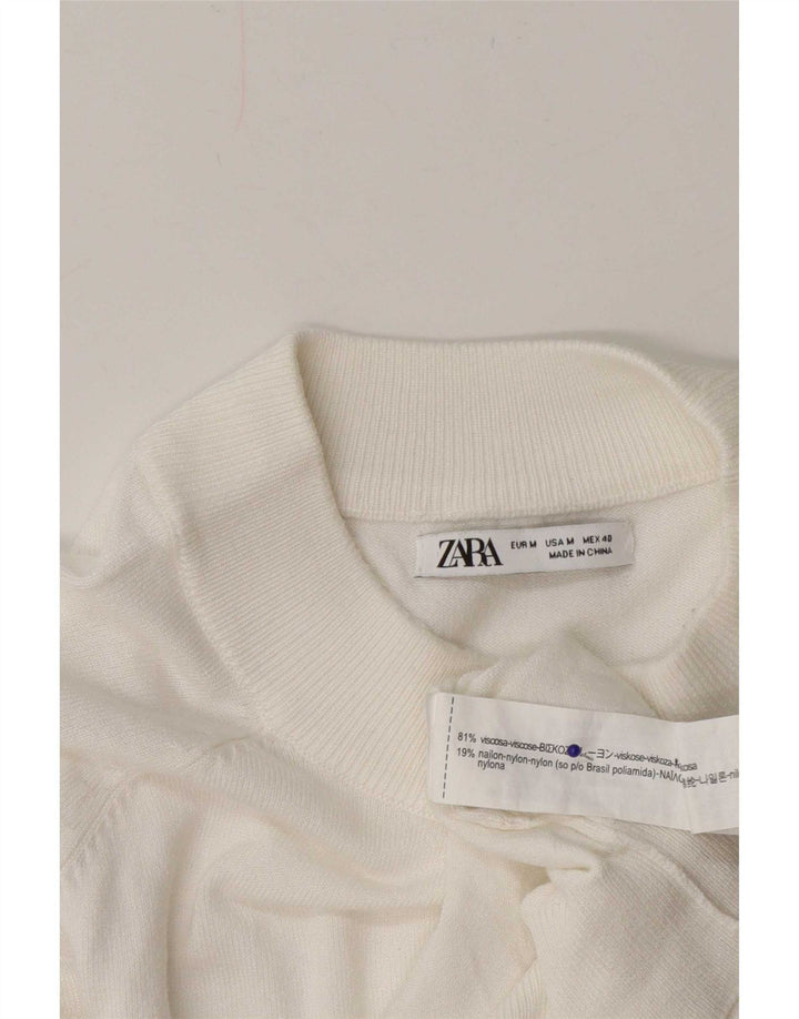 Zara Pull Col Roulé Homme Blanc Moyen Viscose