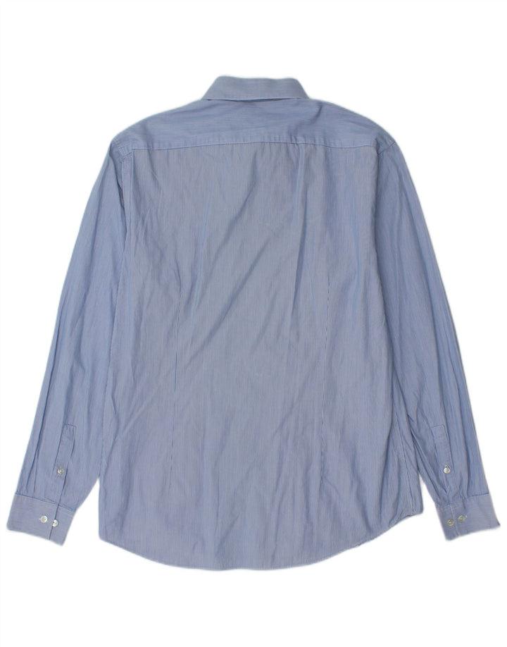 Calvin Klein Chemise ajustée pour homme Taille 40 15 3/4 Bleu moyen à fines rayures