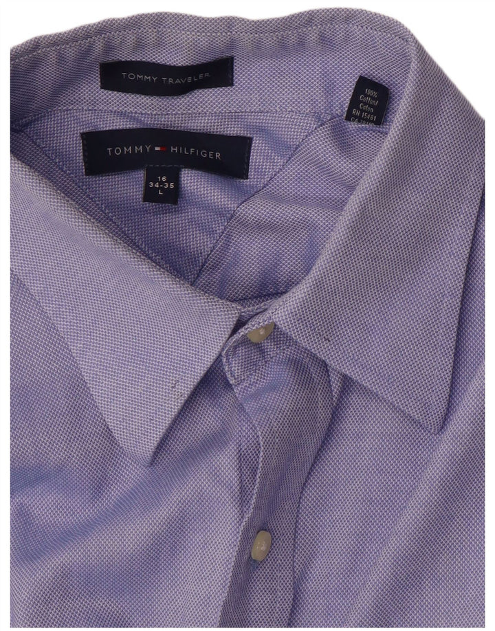 Tommy Hilfiger Mens Shirt Size 16 Large Blue Cotton