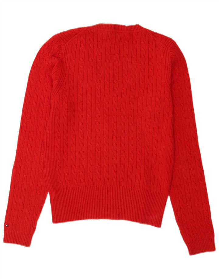 Tommy Hilfiger Dame Regular Fit V-hals sweater UK 12 Medium Rød
