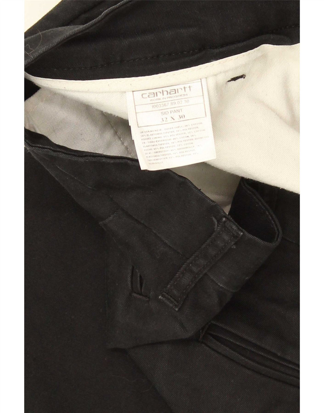Carhartt Mens Sid Straight Chino Trousers W32 L30 Black Cotton