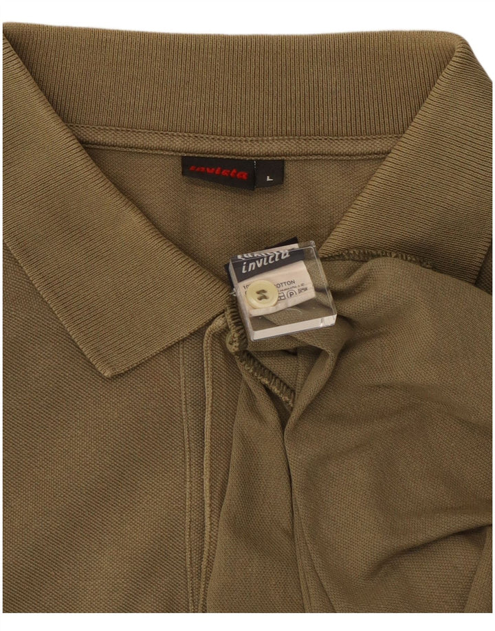 INVICTA Mens Polo Shirt Large Khaki Cotton