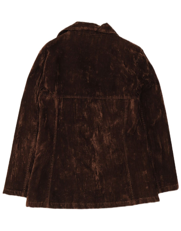 Giacca blazer doppiopetto in velluto da donna vintage UK 18 XL Rayon marrone