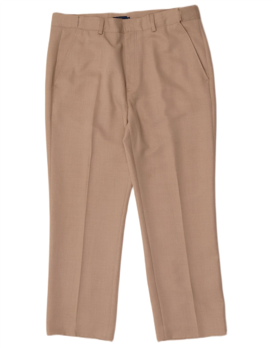 Cotton Traders Mens Straight Suit Trousers W36 L28 Beige Polyester