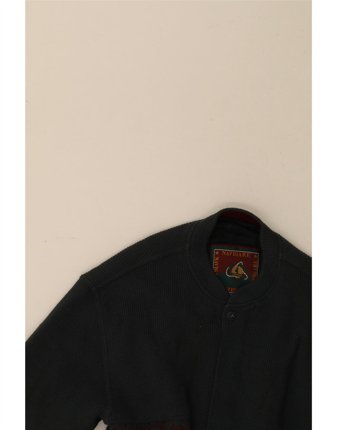 NAVIGARE Mens Knit Bomber Jacket UK 38 Medium Grey Floral Vintage Navigare and Second-Hand Navigare from Messina Hembry 