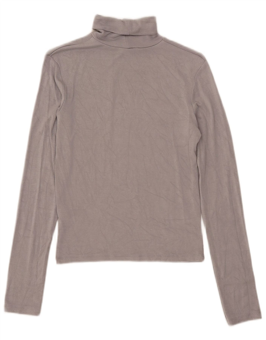 Zara Femme Crop Top Manches Longues UK 12 Gris Moyen Viscose