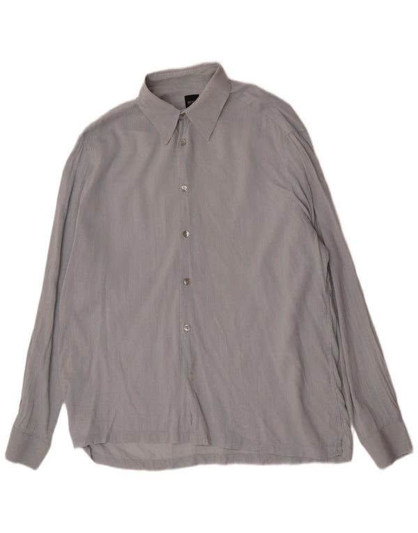 Hugo Boss Mens Regular Fit Shirt Large Blue Cotton