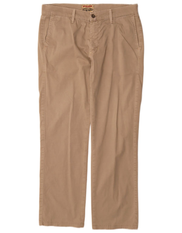 Pantaloni chino dritti da uomo Pierre Cardin W35 L32 cotone beige